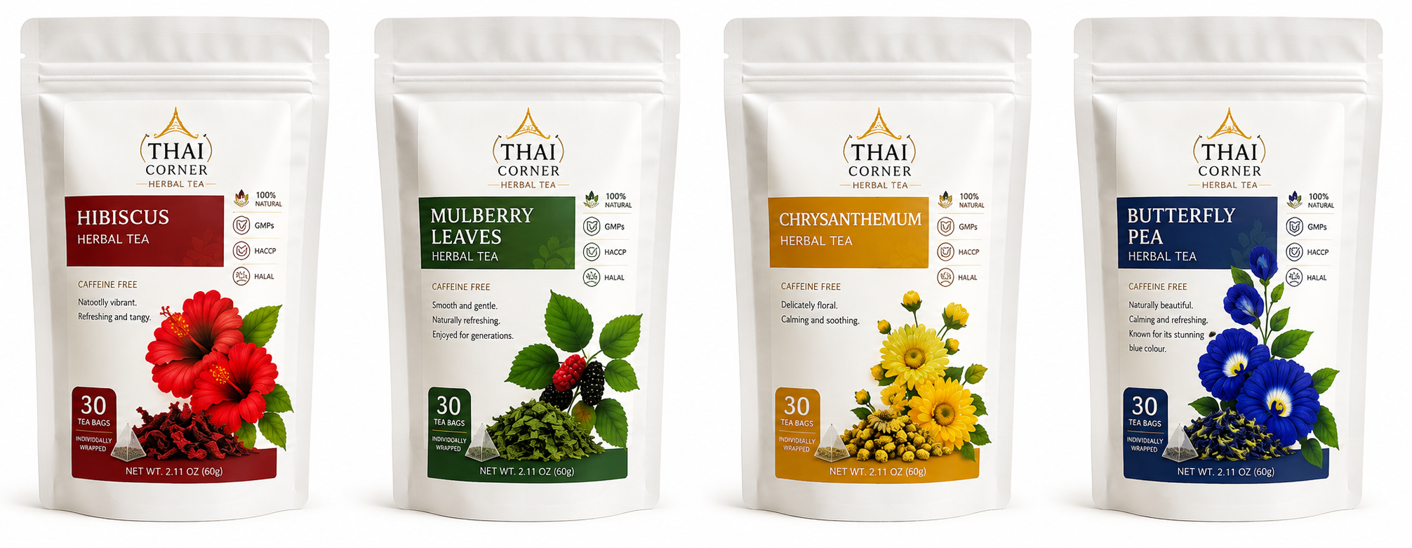 Thai Corner herbal tea sachet range
